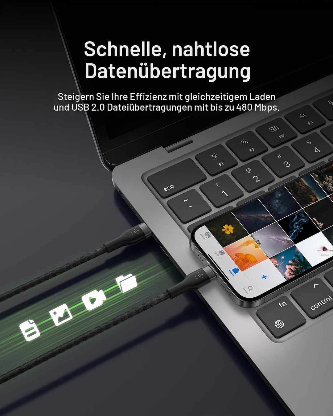 Belkin BoostCharge Pro Flex geflochtenes USB-C/USB-C-Ladekabel, USB-IF-zertifiziert zum Schnellladen