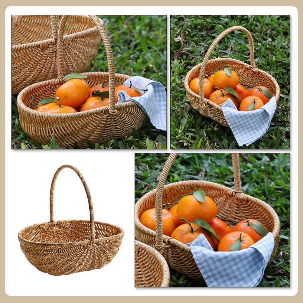 YARNOW Einkaufskorb Sammelkorb Für Blumen Weidengeflechtkorb Grosser Weidenkorb Mit Griff Blumenkorb