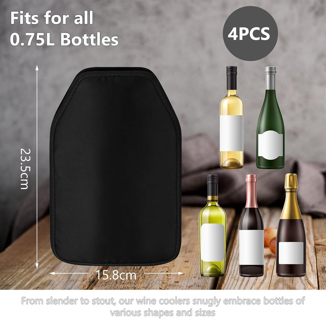 Weinkühler Manschette 4er Set, Kühlmanschette Wein, Flaschenkühler für Unterwegs, Kühlmanschette für