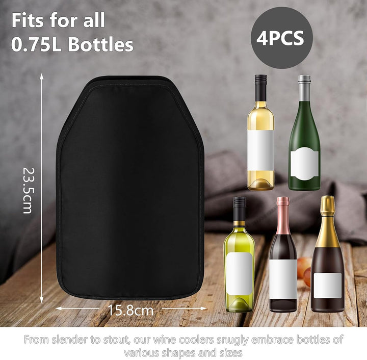 Weinkühler Manschette 4er Set, Kühlmanschette Wein, Flaschenkühler für Unterwegs, Kühlmanschette für