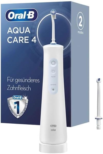 Oral-B AquaCare 4 Kabellose Munddusche, Zahnzwischenraumreiniger für sanfte Zahnreinigung & gesünder