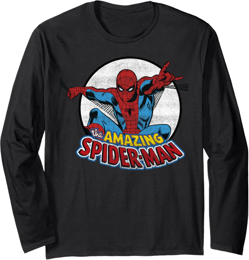 Marvel Amazing Spider-Man Vintage Circle Portrait Logo Langarmshirt
