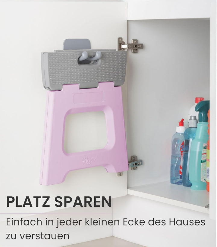 Vigar Kompakte Tritthocker Klappbar für Erwachsene, 32 cm, Klapphocker Faltbar 150 kg rutschfest, Le