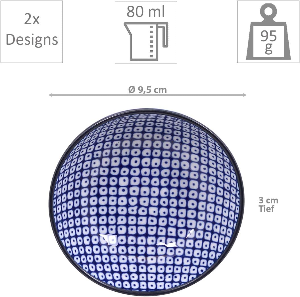 Nippon Blue Sushi Plate w/Giftbox mit Chop 4pcs 21x13.5 & 9.5x3cm Lines/Dots