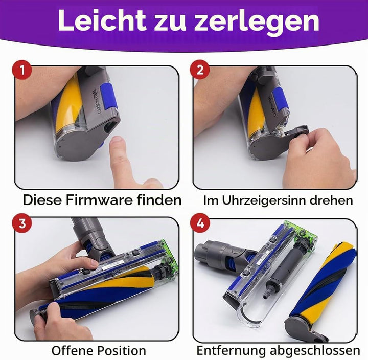 Softwalze Bodendüse für Dyson V7 V8 V10 V11 V15 Staubsauger, Elektrischer LED Fluffy Soft Roller Bür