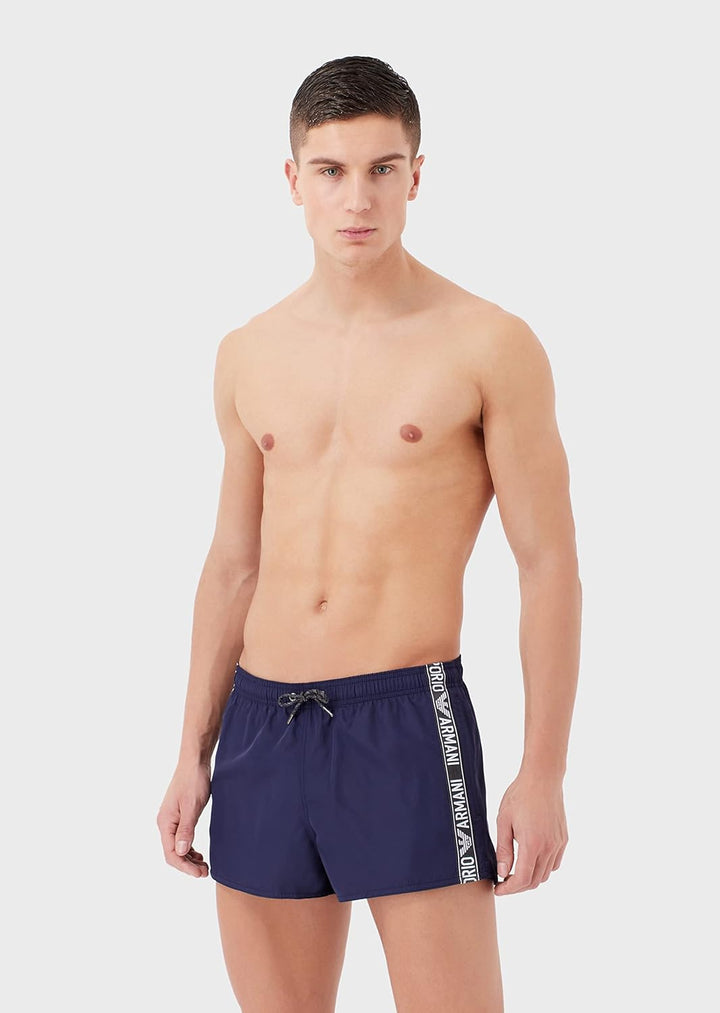 Emporio Armani Herren Men's Denim Tape Shorts Swim Trunks 54 Eclipse, 54 Eclipse