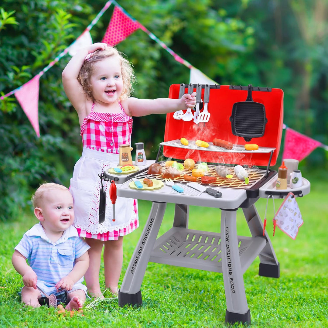 CUTE STONE Kinder BBQ Grill Spielzeug, Küche Spielzeug Set, Realistische Rauch BBQ Grill Spielset mi