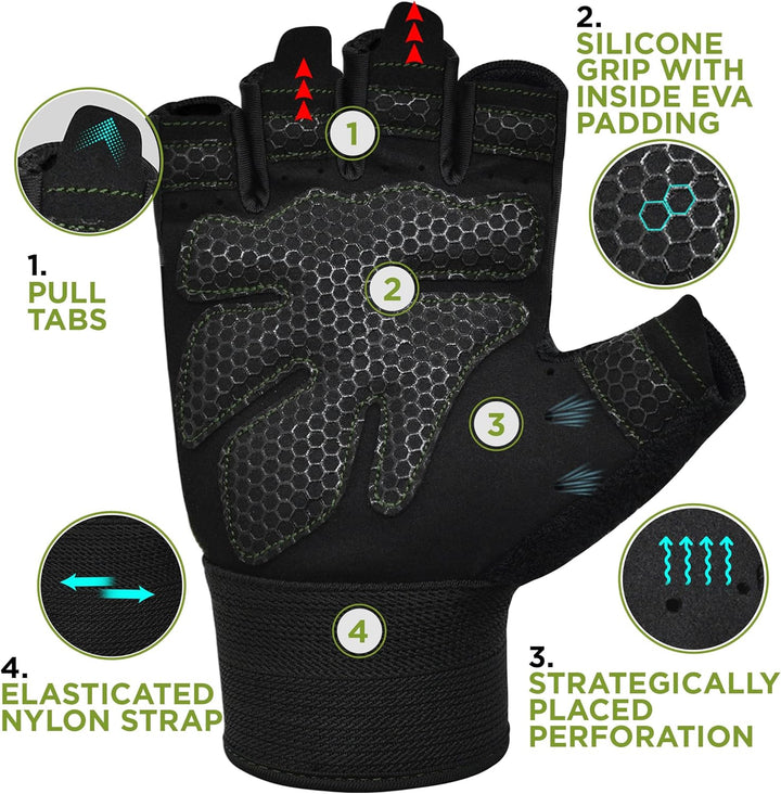 RDX Fitness Handschuhe Damen Herren, Anti-Rutsch Gewichtheben Workout Gym Gloves Krafttraining Train