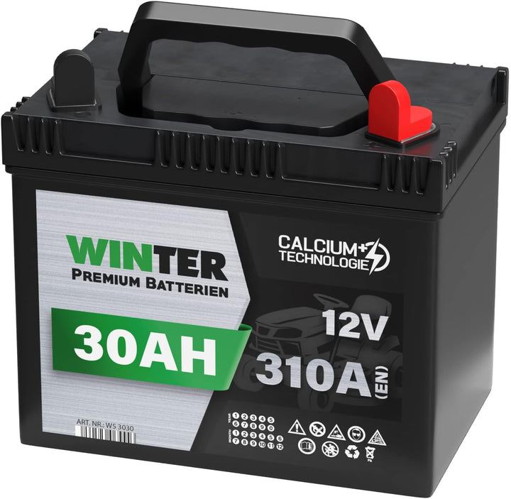 Aufsitzmäher Batterie 12V 30Ah 310A/EN 53030 Rasentraktor Batterie Plus Pol Rechts 30AH PLUSPOL RECH