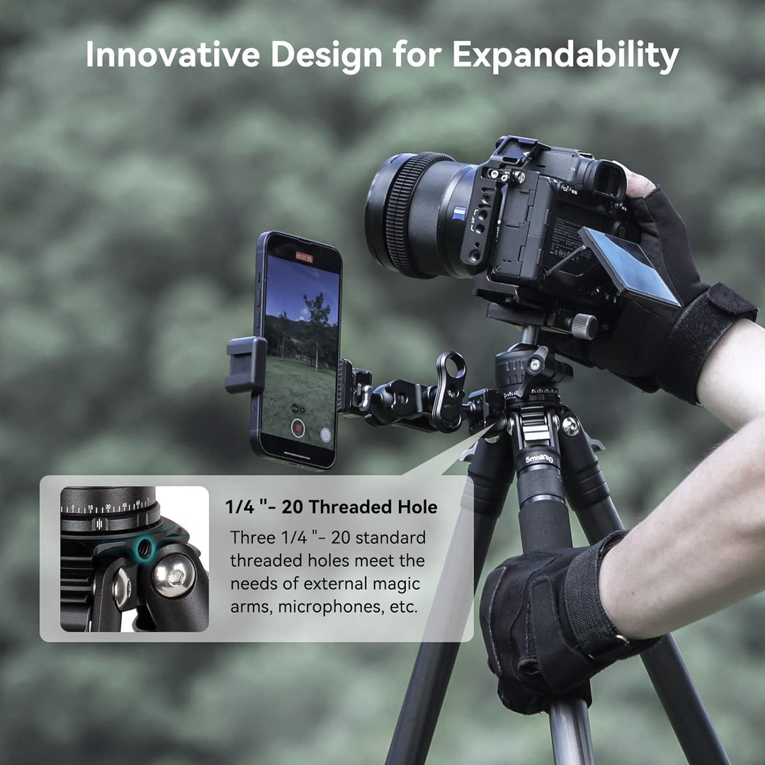 SMALLRIG Leichtes, kompaktes Kohlefaser-Stativ mit abnehmbarem Einbeinstativ, 360°-Kugelkopf mit Sch