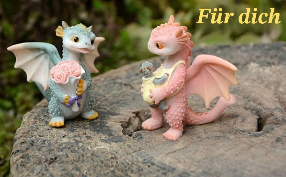 Miniatur Fee Garten Drache Figurine- Aus Meinem Herzen Anwesend Blume Drache, Anwesend Blume Drache