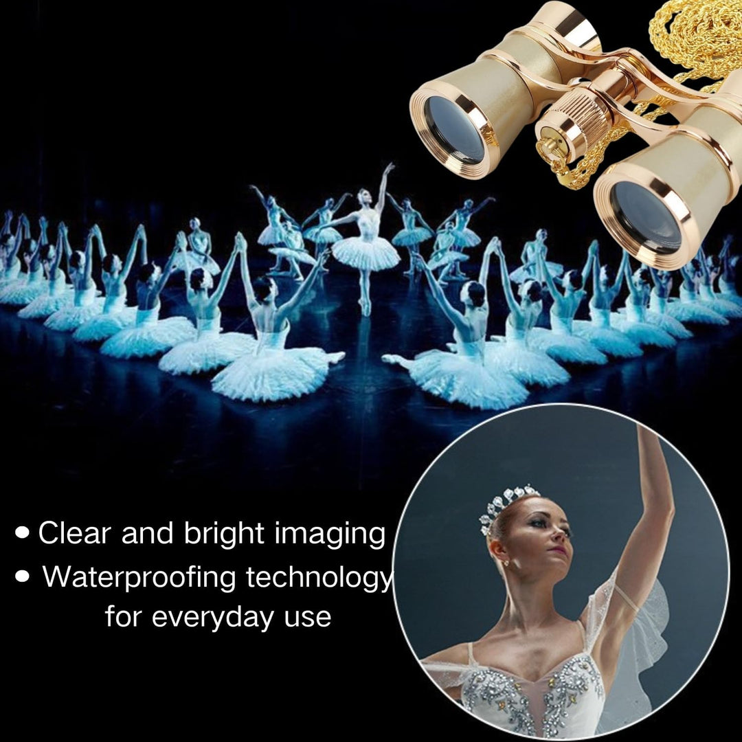ANGEEK 3 x 25 Classic Foldable Opera Glasses Binoculars Metal Body with Chain Optical Lens Theater T
