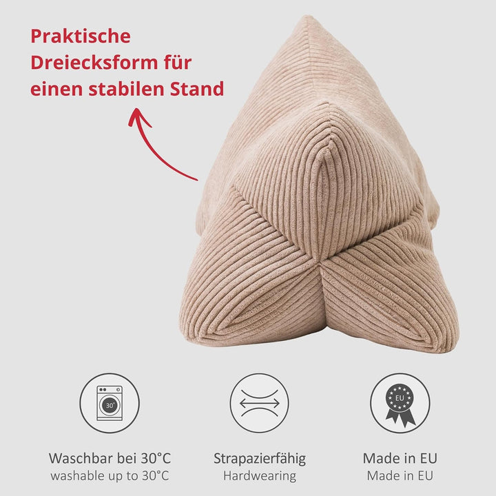 liebling Cord Lesekissen für Bett und Sofa, Bücherkissen, Lesehilfe, 40x25 cm, Leseknochen, Serie Ve