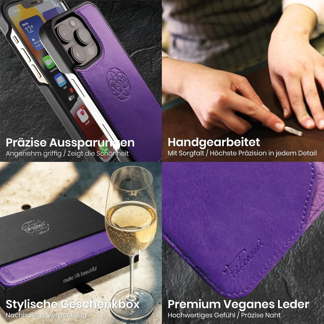 Dreem Fibonacci kompatibel mit iPhone 15 Pro Max Brieftaschen-Etui / 2-in-1 stossfestes Etui und abn