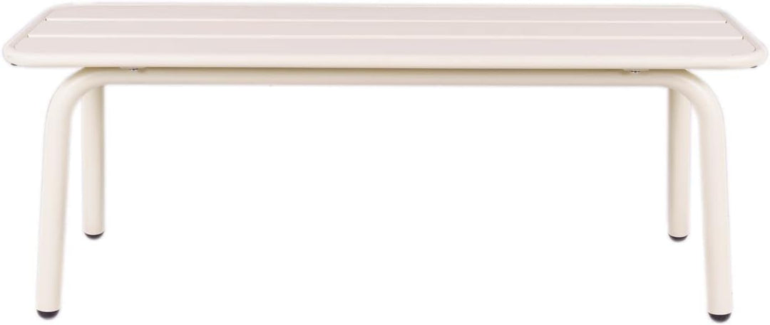 MaximaVida Gartenbank Max aus Metall 120 cm Elfenbein- ohne Rückenlehne 120 x 35 x 45 cm Elfenbein,