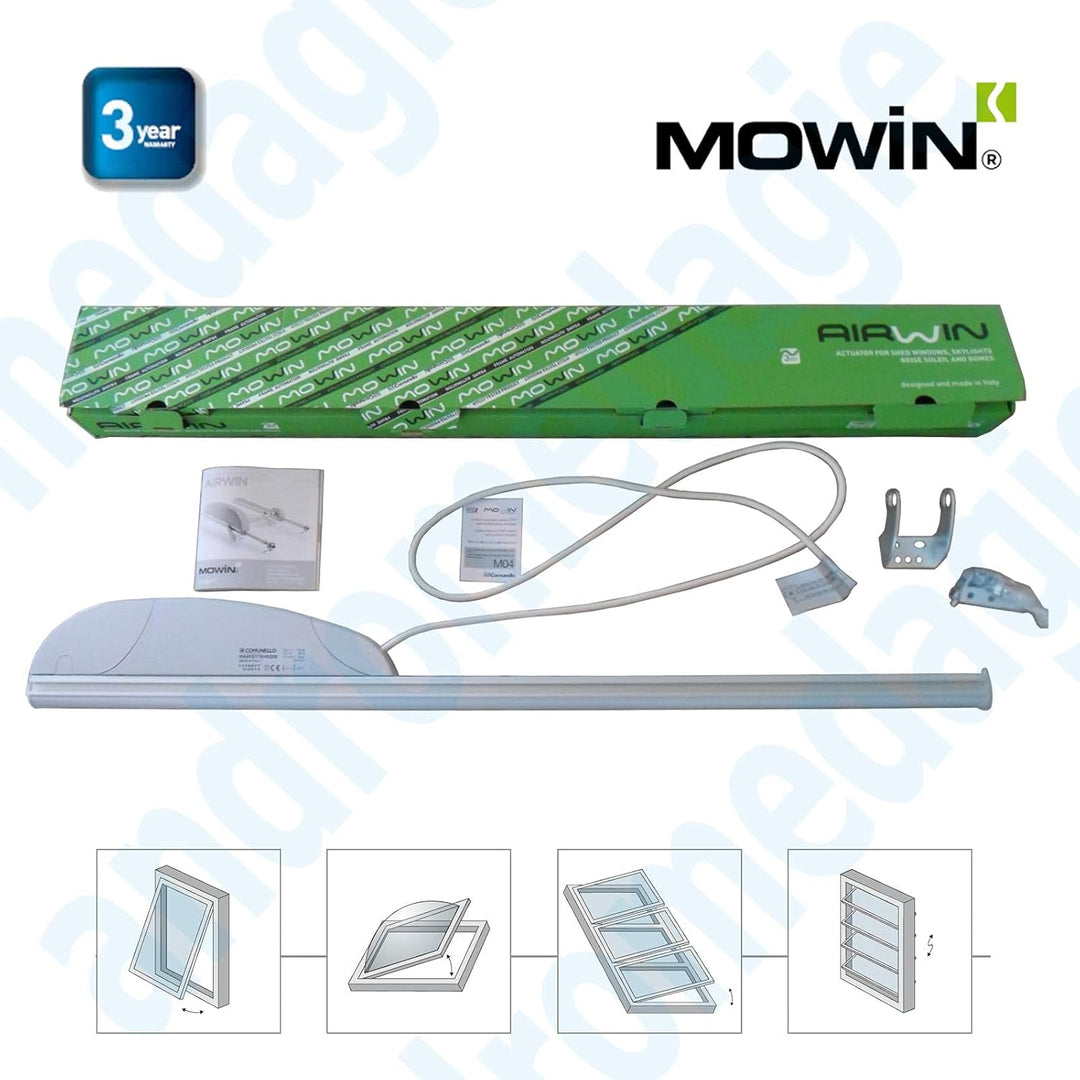 AIRWIN 650N 24 V Hub = 180 mm Zahnstangen-Stellantrieb für Dachfenster Shed Franginseln Kuppeln