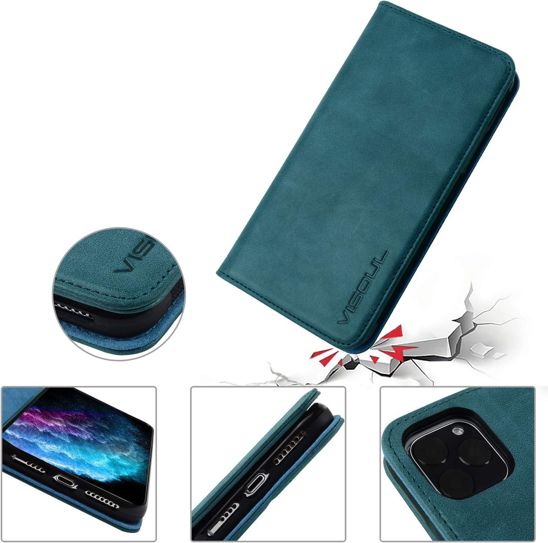 VISOUL iPhone 11 Pro Hülle, Stossfeste Handyhülle [100% Rindsleder] [RFID Blocker] [Auto Sleep/Wake]
