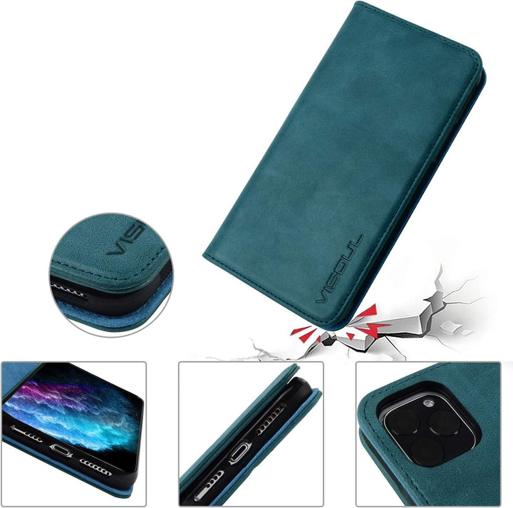 VISOUL iPhone 11 Pro Max Hülle, Stossfeste Handyhülle [Auto Sleep/Wake][100% Leder] [RFID Blocker],