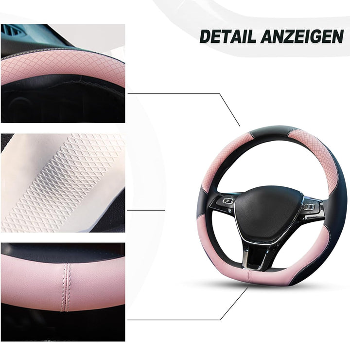 Ergocar Sport D-Form Auto Lenkradbezug Rutschfester Auto Lenkradschutz D-Typ Atmungsaktiv Mikrofaser