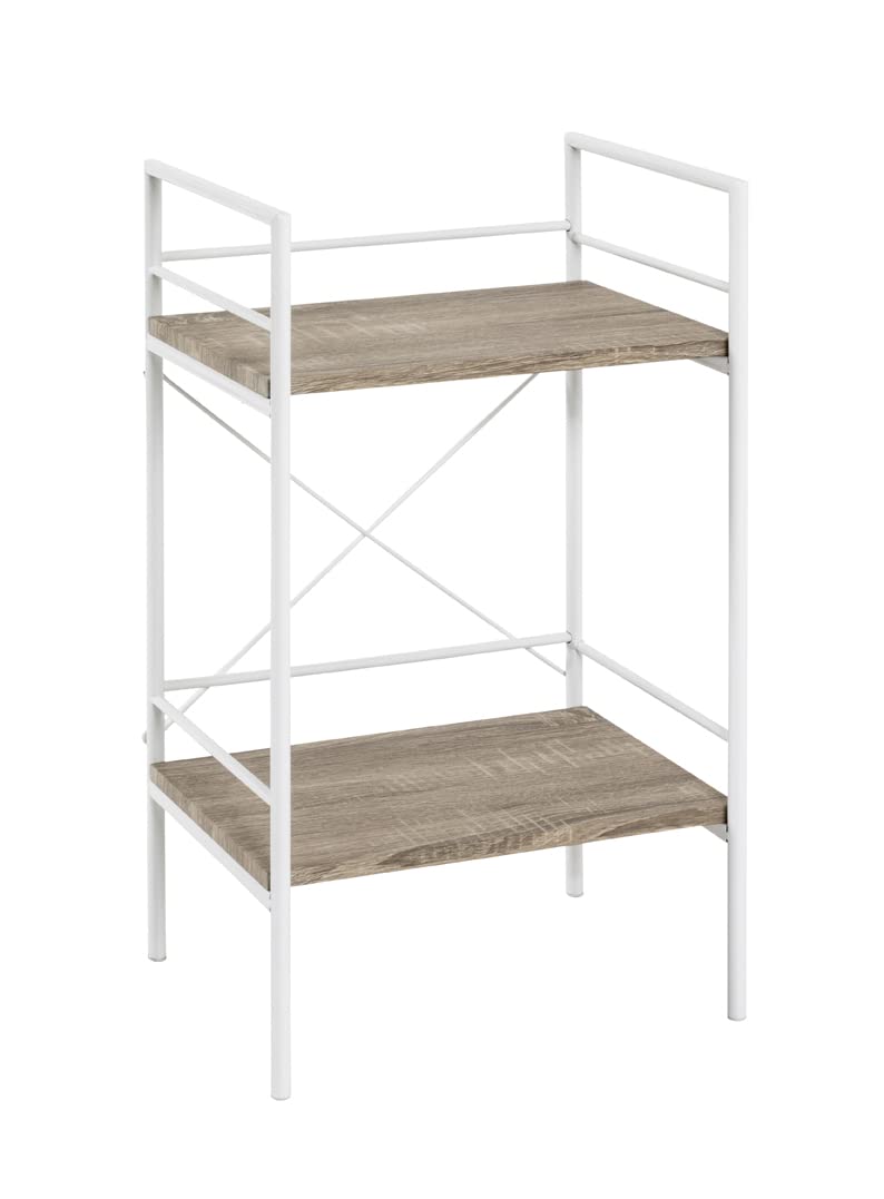 HAKU Möbel Beistelltisch, MDF, weiss-eiche hell, B 34 x T 27 x H 62 cm, Weiss-eiche Hell
