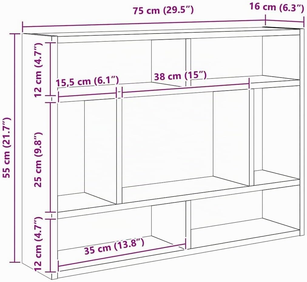 vidaXL Wandregal Räuchereiche 75x16x55 cm Holzwerkstoff, Räuchereiche