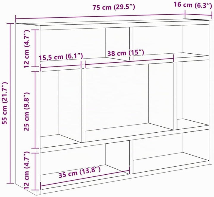 vidaXL Wandregal Räuchereiche 75x16x55 cm Holzwerkstoff, Räuchereiche