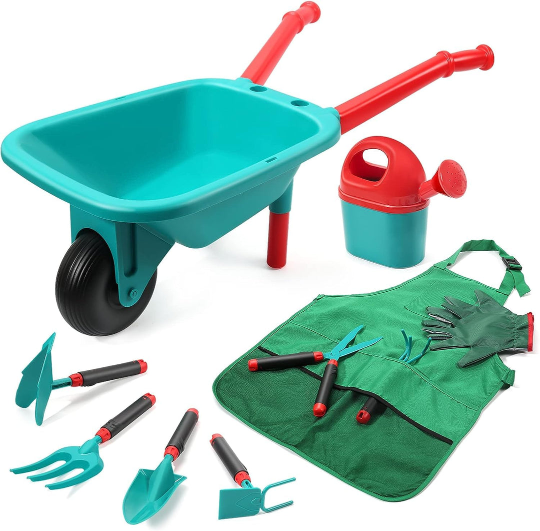 CUTE STONE Schubkarre für Kinder, Gartenwerkzeug-Set für Kinder, Gartenspielzeug mit Schubkarre, Han