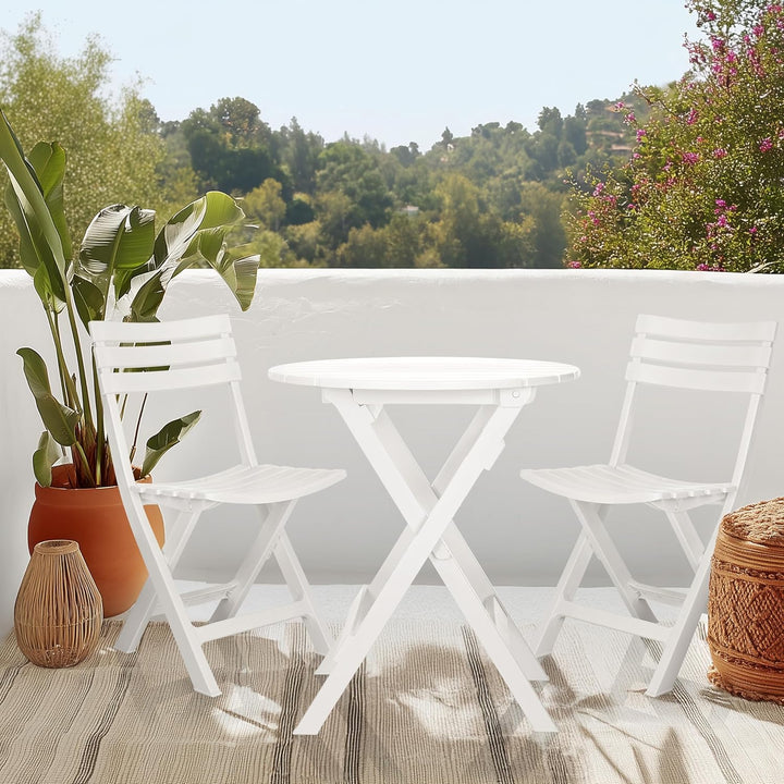 Outdoortisch klappbar TRAVANO T praktischer Klapptisch für Balkon und Terrasse, Bistrotisch Weiss, W