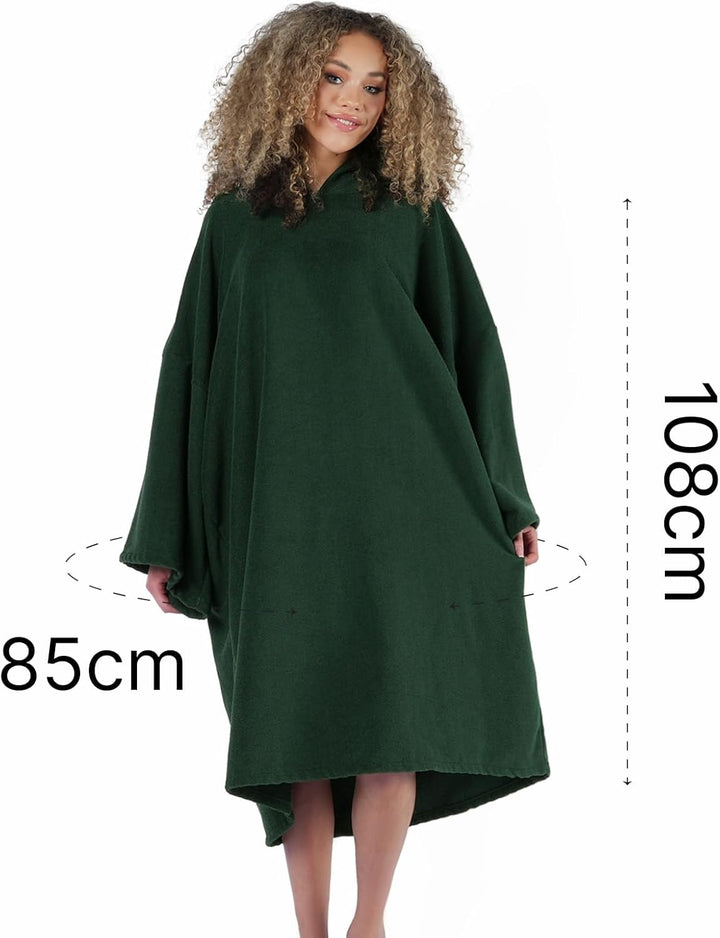 Brentfords Handtuch Poncho Erwachsene Kapuze Gross Bad Schwimmen Surf Strand Absorbent Microfiber Ch