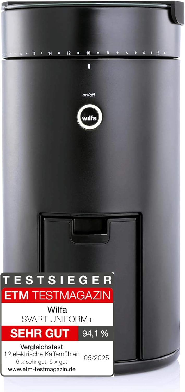 Wilfa SVART UNIFORM+ Elektrische Kaffeemühle I 41 Mahlgrade I 58mm Edelstahl-Flachmahlkopf I inkl. W