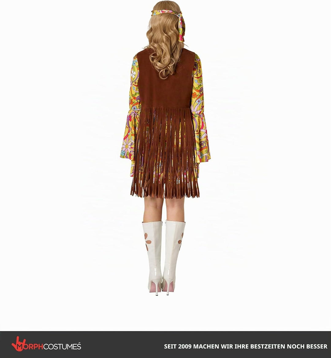Morph Hippie Kostüm Damen Kleid, Hippie Damen Kleid, 70er Jahre Kostüm Damen, 70er Kostüm Damen, Hip