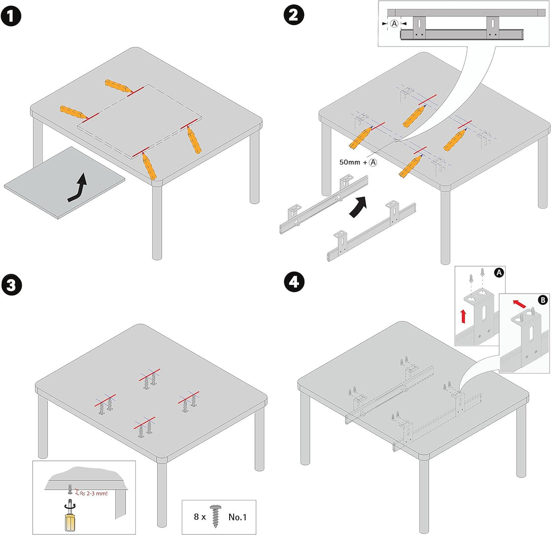 FIX&EASY Tastaturauszug mit Tastaturablage 800X400mm sonoma eiche Dekor, Auszugschienen schwarz 400m