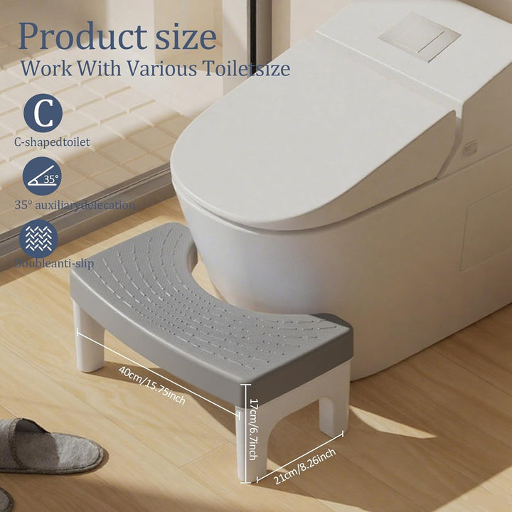 Toilettenhocker Erwachsene - Ergonomischer WC Hocker gegen Verstopfung (40x21x17 cm, Grau) Grau 40x2