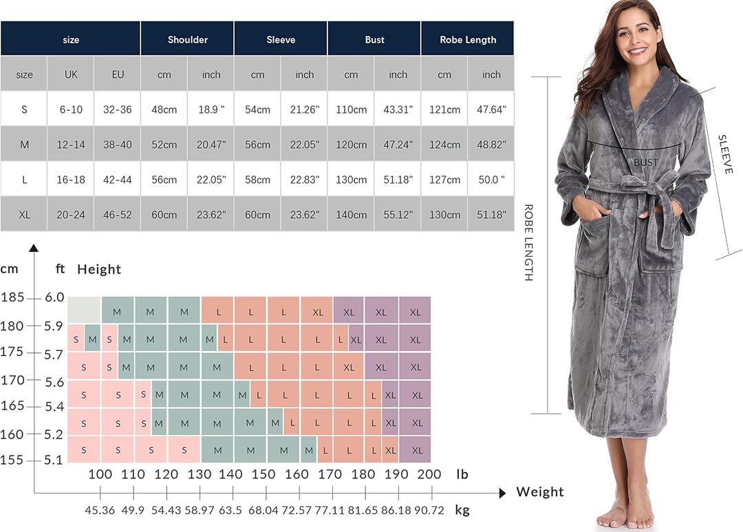 Vlazom Winter Bademantel weicher Flanell Bademantel Damen Saunamantel mit Kapuze Flauschiger Morgenm