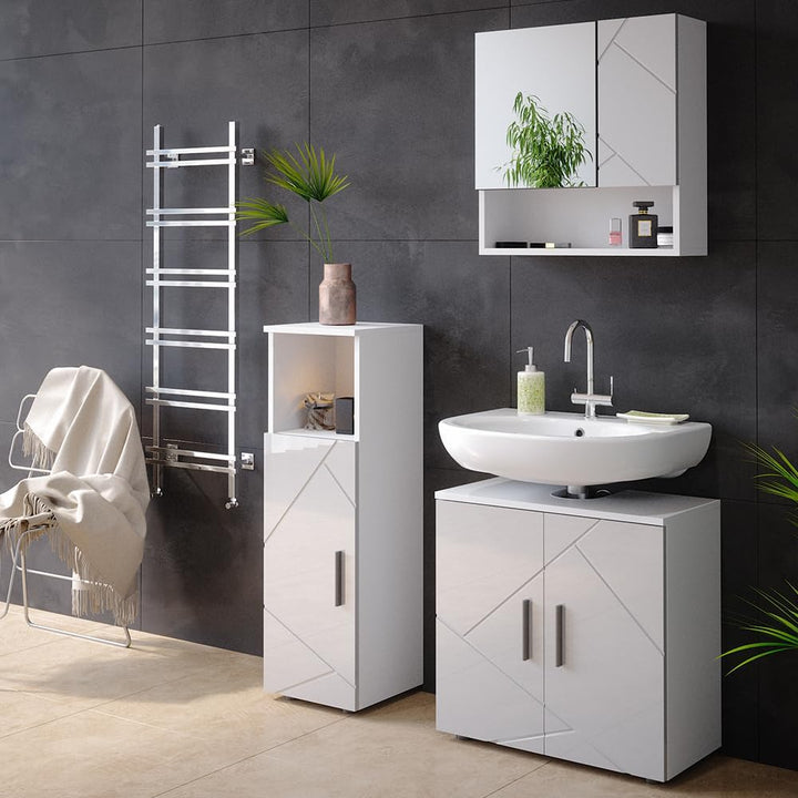 Vicco Midischrank Irma, Weiss Hochglanz, 30 x 95 cm Weiss Hochglanz Midischrank 30x95 cm, Weiss Hoch