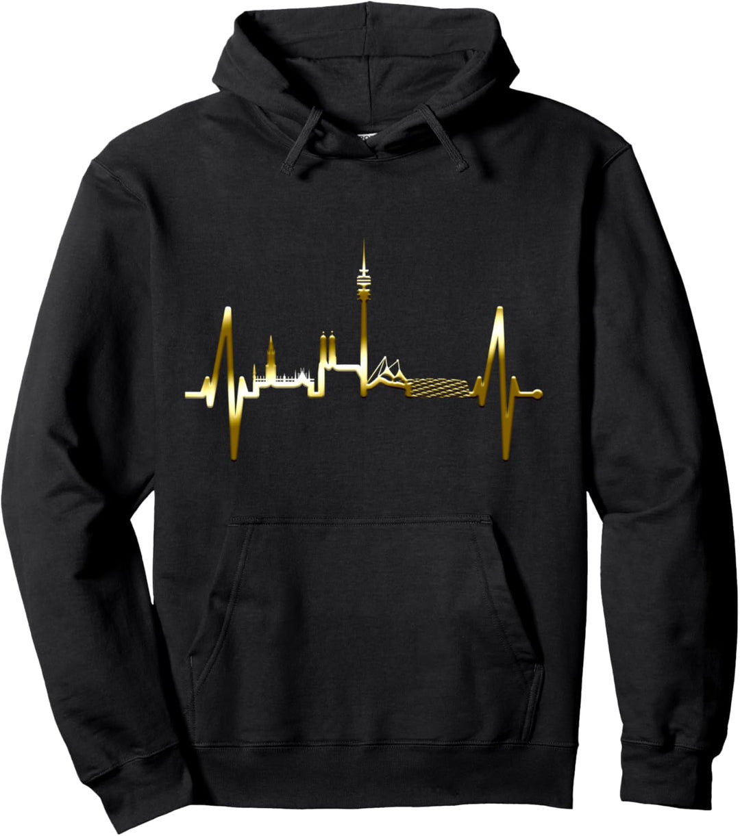 München Skyline Herzschlag Ich Liebe München I Love Munich Pullover Hoodie