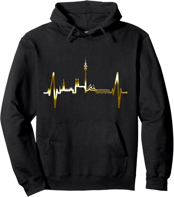 München Skyline Herzschlag Ich Liebe München I Love Munich Pullover Hoodie