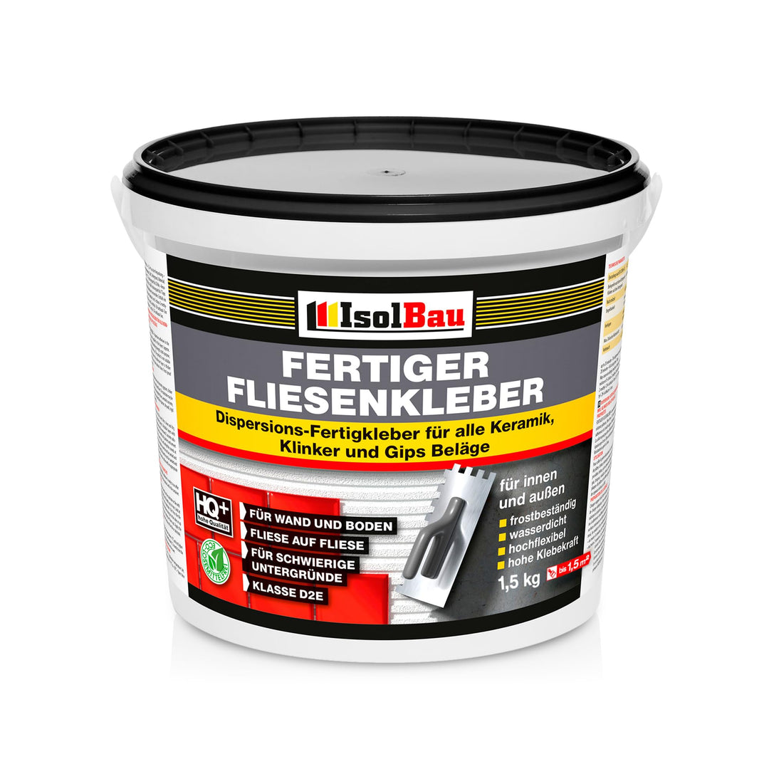 Isolbau Fertig-Fliesenkleber - 1,5 kg Eimer Dispersionskleber für Fliesen auf Wand & Boden im Innen-