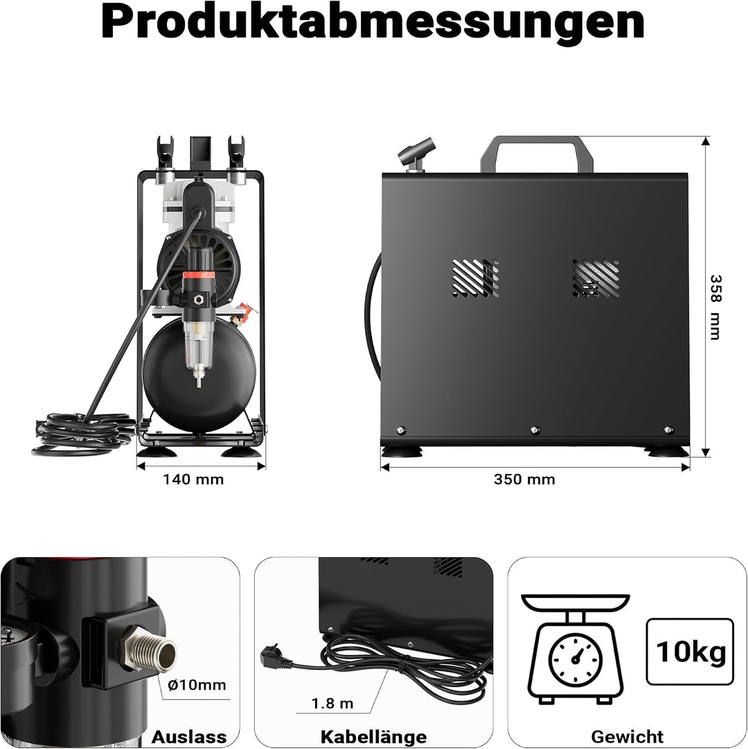 Airbrush Kompressor AF186A Lufttank Einzylinderkompressor 4bar Abschaltautomatik