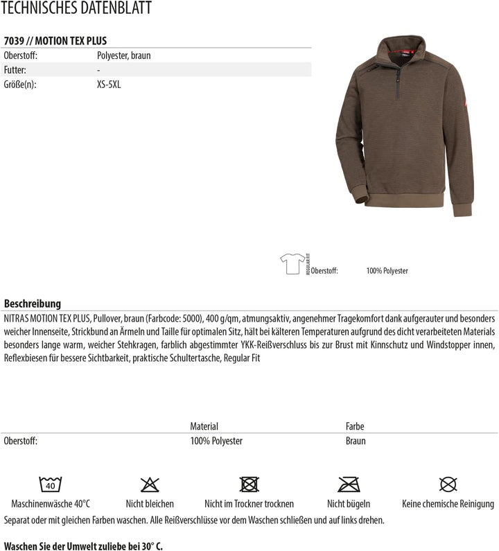 Nitras Herren Motion Tex Plus Pullover XS Braun, XS Braun