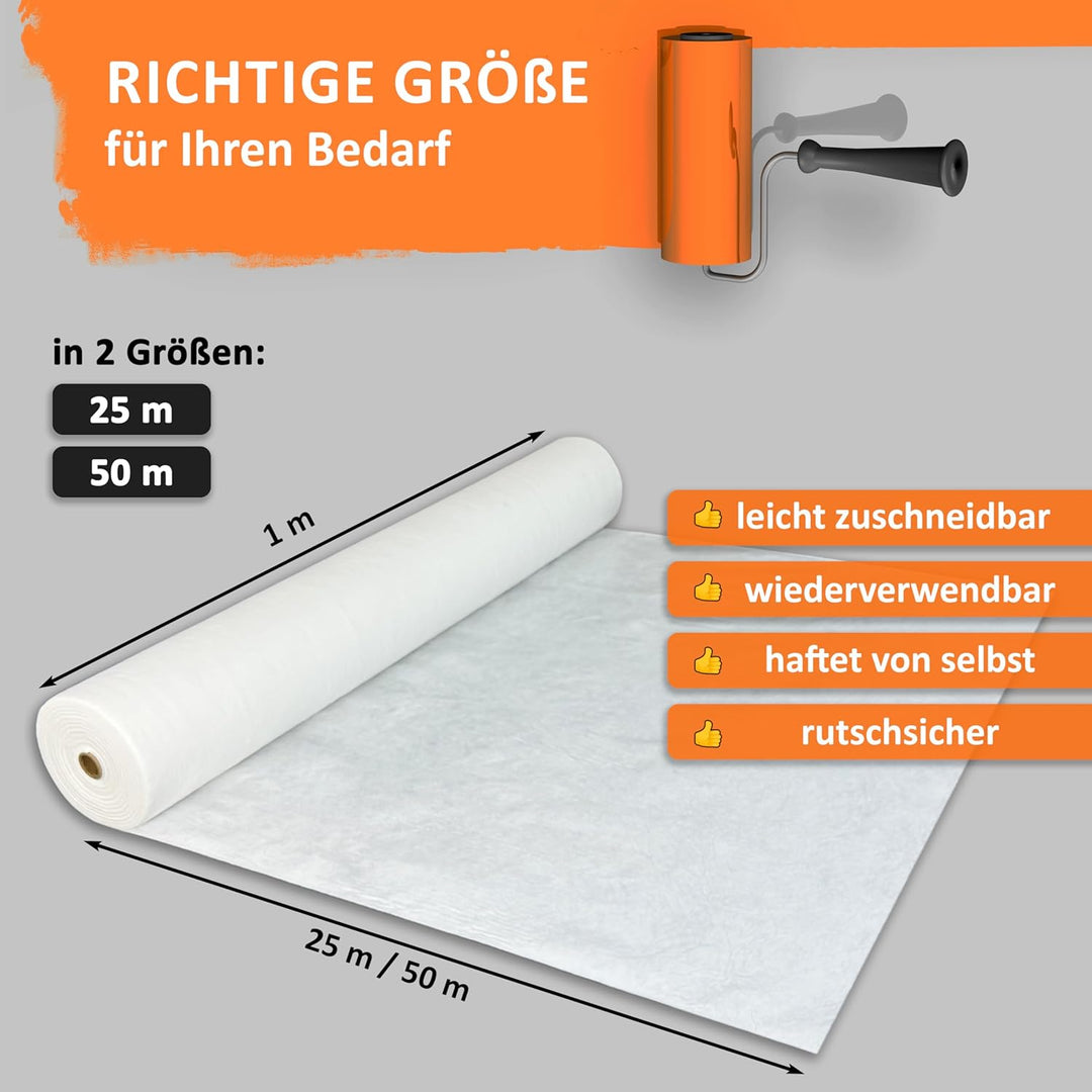 easyliner® selbsthaftendes Malerabdeckvlies [25 m²] premium Qualität Schutzvlies Abdeckvlies, Gewich