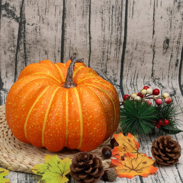 Gresorth 20 cm Fälschung Eben Kürbis Lebensecht Griff Künstlich Essen Halloween Christmas Dekoration