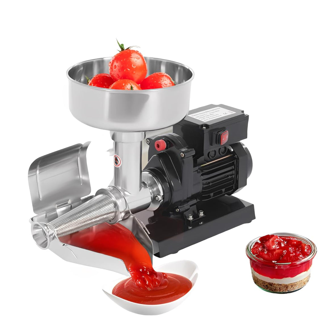 Tomatenpresse Elektrisch, 450W Tomatenpresse, 220V, Edelstahl, Kühlkörperlöcher für Ketchup, Blaubee