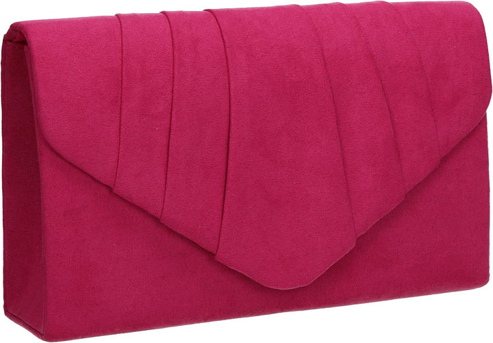 SwankySwans Iggy Suede Velvet Envelope Party Prom Clutch Bag Tasche Rosa (Fuchsia), Rosa (Fuchsia)