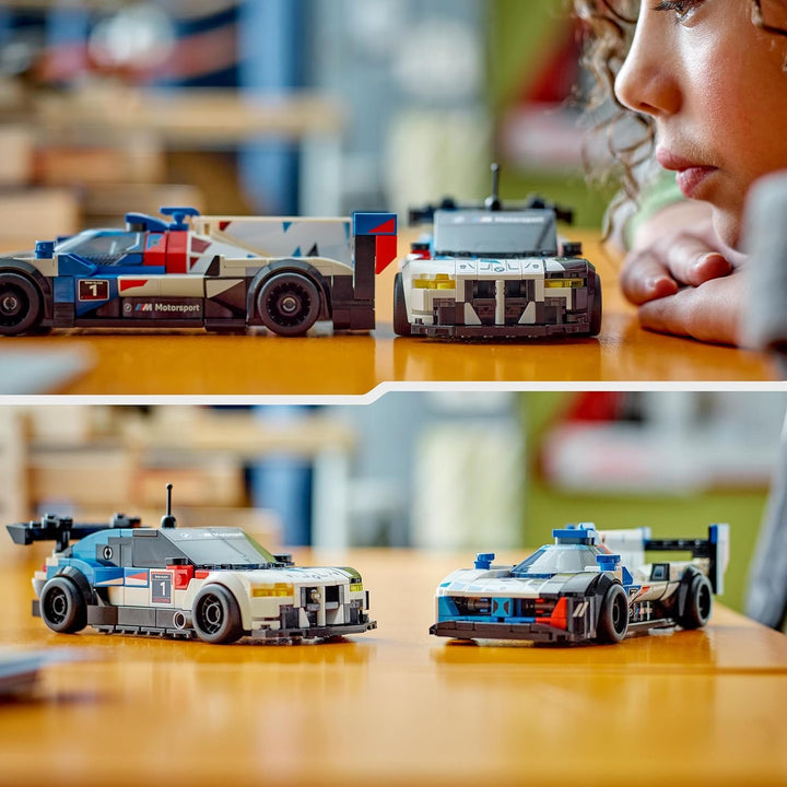 LEGO Speed Champions BMW M4 GT3 & BMW M Hybrid V8 Rennwagen Auto Spielzeug mit 2 baubaren Modellauto
