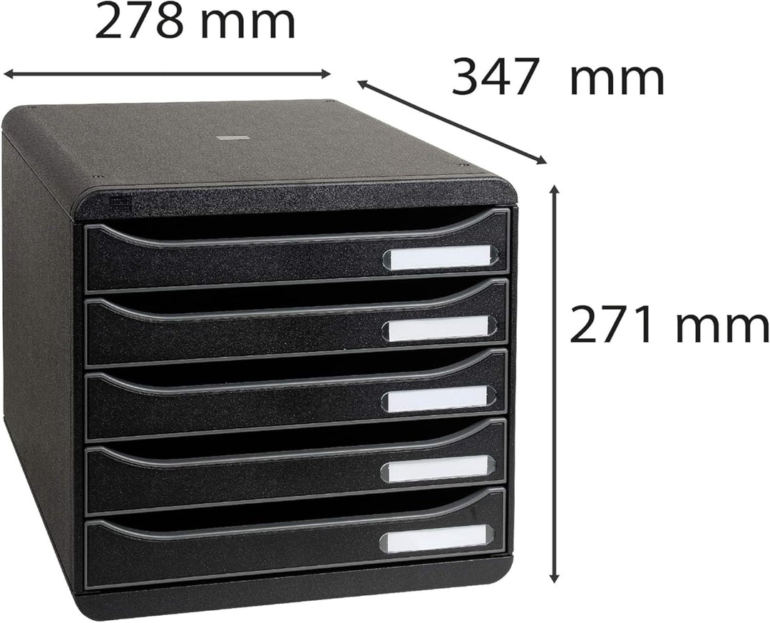 Exacompta 309714D Premium Ablagebox mit 5 Schubladen für DIN A4+ Dokumente. Stapelbare Schubladenbox