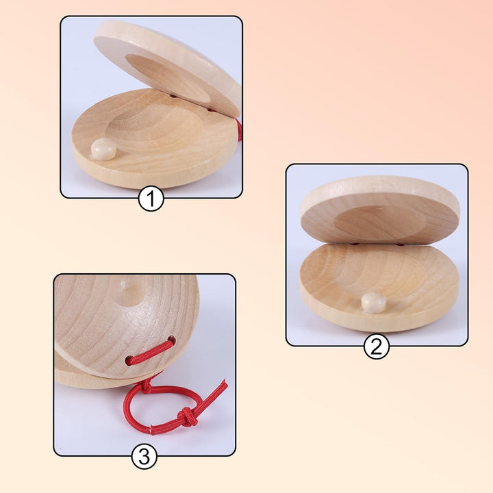 10 Stk Holzkastagnetten, 5,5cm Hölzerne Fingerkastagnetten Handklöppel Finger Percussion Rhythmusins
