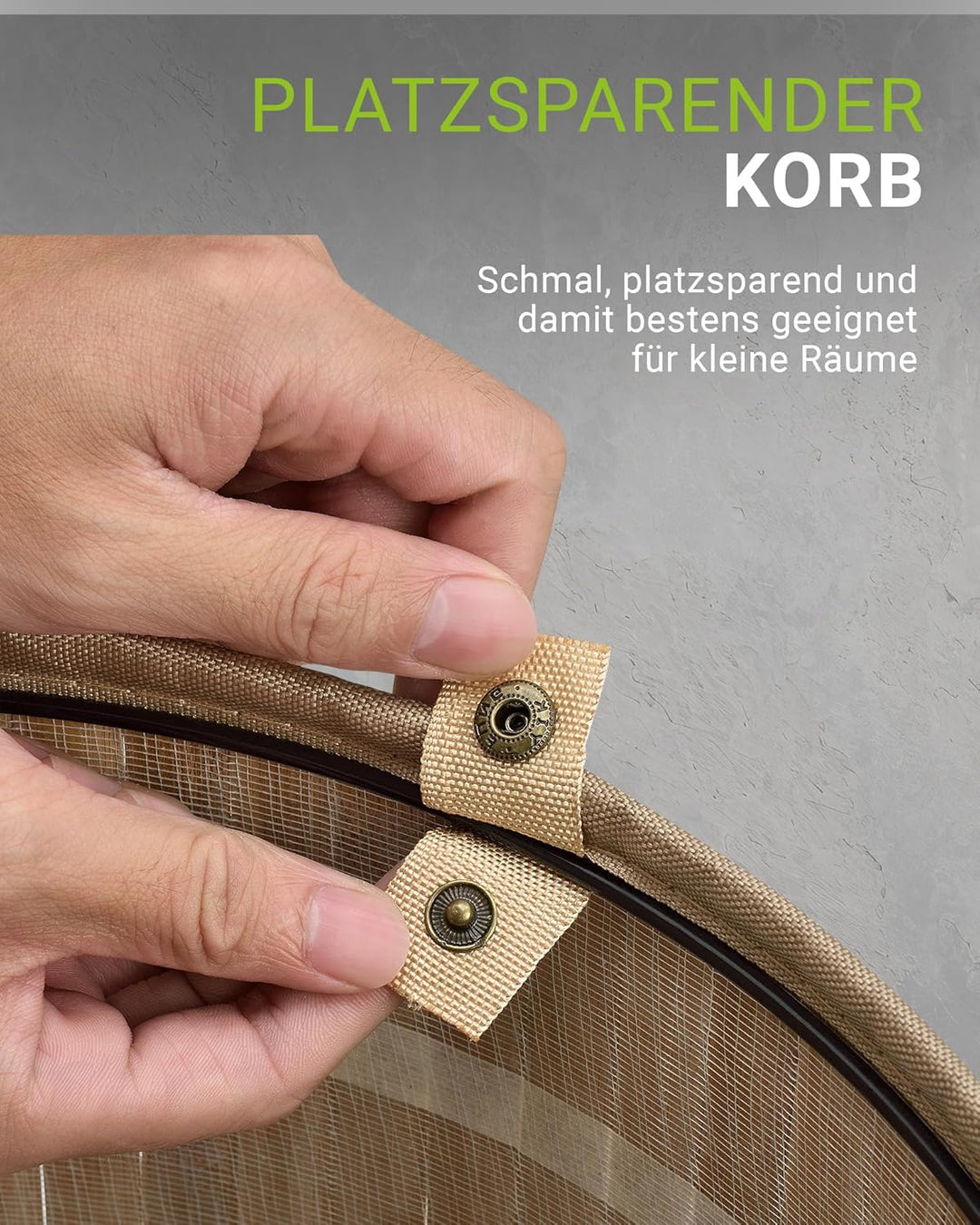 Juskys Bambus Wäschekorb Curly-Round Natur 55L - Hygienischer & Faltbarer Wäschekorb mit Deckel, Tra