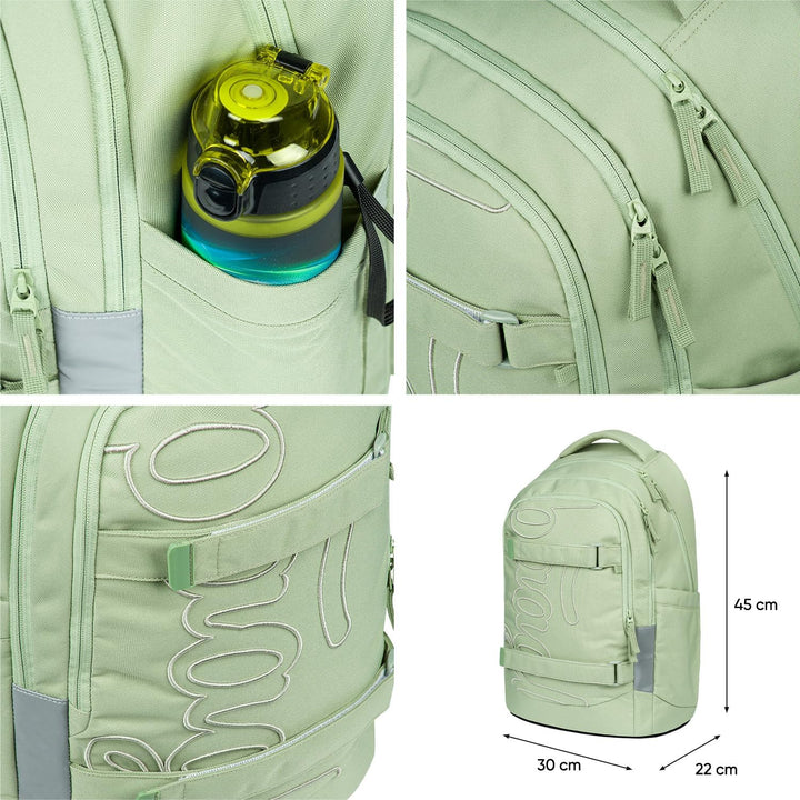 Baagl Schulrucksack Set Jungen Mädchen Teenager 3 Teilig, Skateboard Rucksack Skate MAX, Schultasche