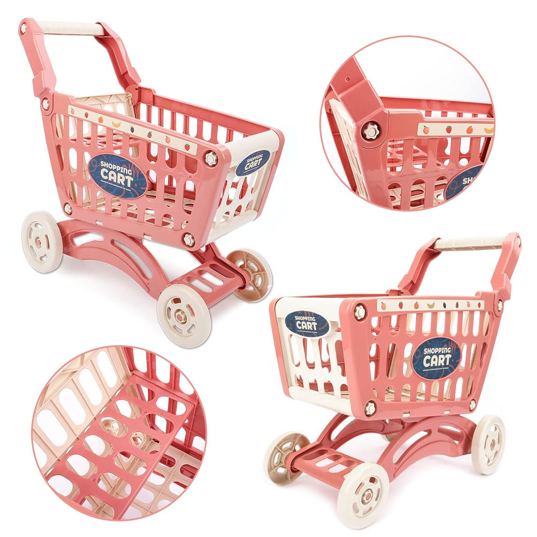 deAO Kinder Einkaufswagen Wagen für Lebensmittel Kleinkinder 65 Lebensmittel Obst Gemüse Pretend Pla